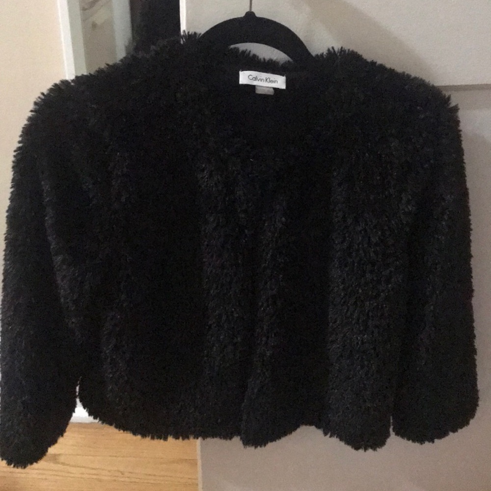 Fuzzy black Calvin Klein jacket